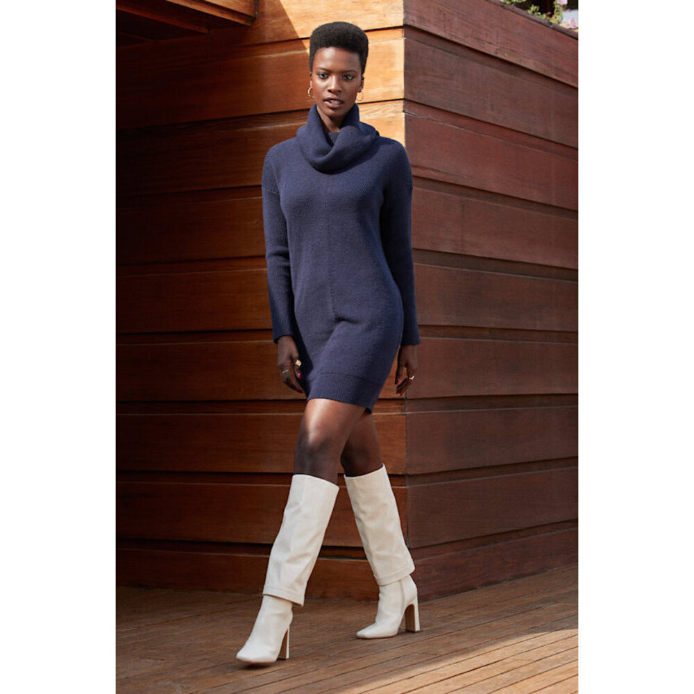 Lulus Tea Reader Navy Blue Sweater Dress - Size M